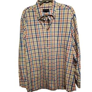 Scott Barber‎ XL Blue Orange Purple Plaid Long Sleeve Button Down Shirt